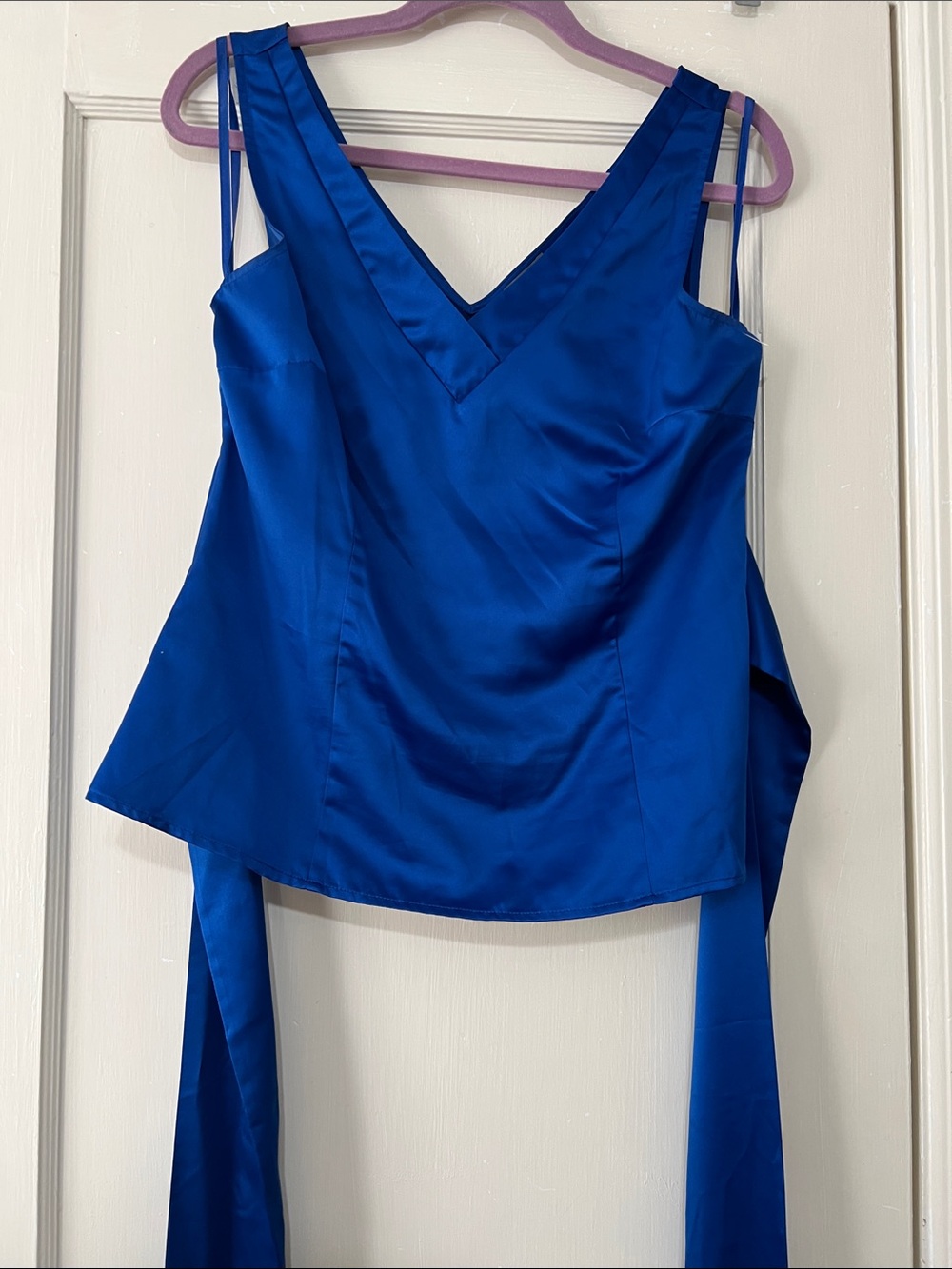 Ann Taylor Royal Blue V-Neck Satin tie back Camisole
